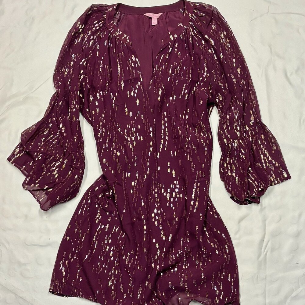 Lilly Pulitzer Metallic Purple and Gold Mini Dress Size L